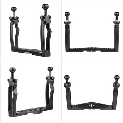 Adjustable Dual Handle Underwater Camera Rig Black
