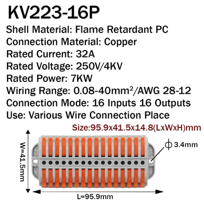 50pcs 9 Way Wire Connectors Compact Terminal Block