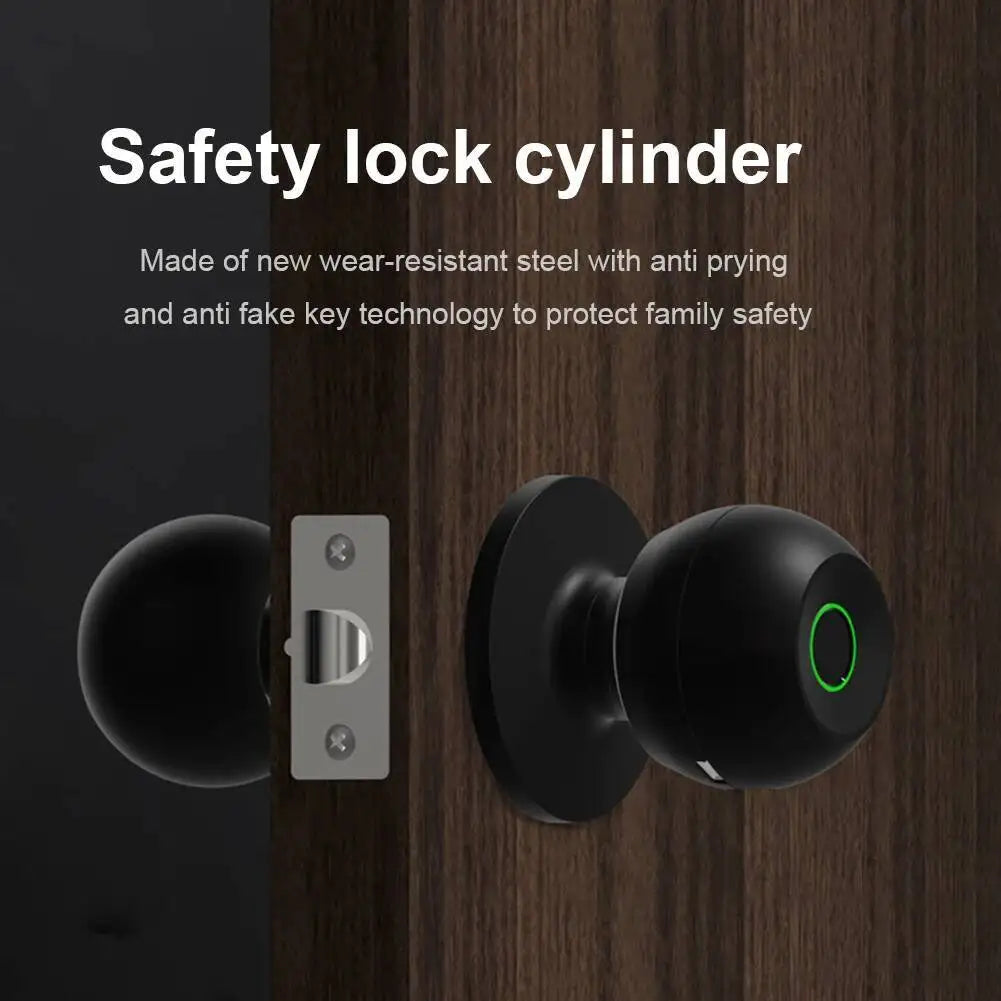 Black Smart Knob Door Lock with App Control