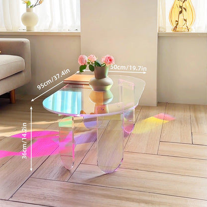 Iridescent Acrylic Coffee Table 95cm Modern Side Table