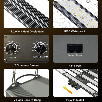 700W Plant Grow Light 6Bar Grow Tent Hydroponic Lamp