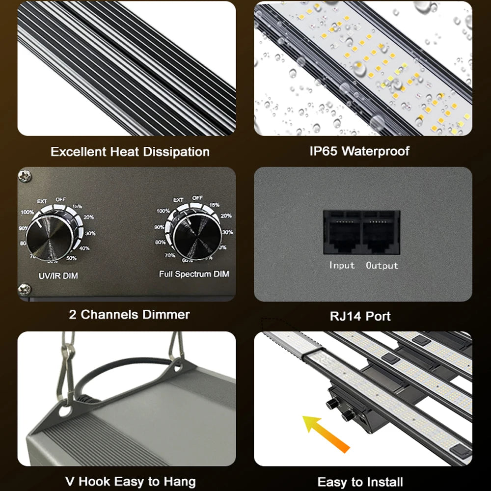 860W LED Grow Light Bar 8Bar Hydroponic Plant Lamp