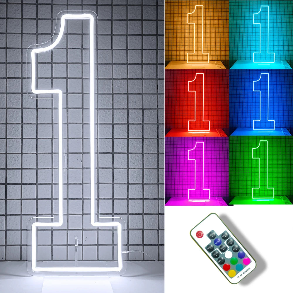 76cm 100cm LED Neon Number Light for Birthday or Wedding