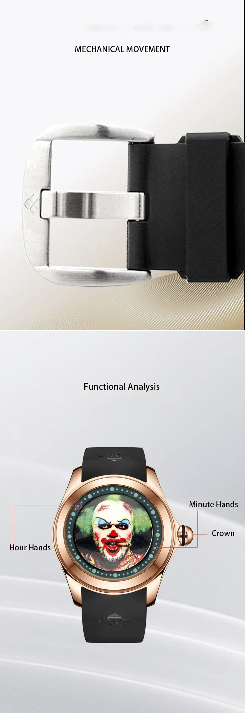 Black Automatic Luxury Watch with Bubble Dial 46mm