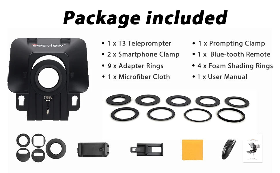 Portable Teleprompter with Glass Screen and Remote 11 Inch