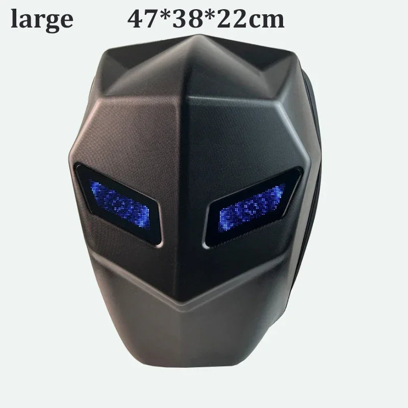 Black Large LED Motorcycle Travel Backpack with Hard Shell