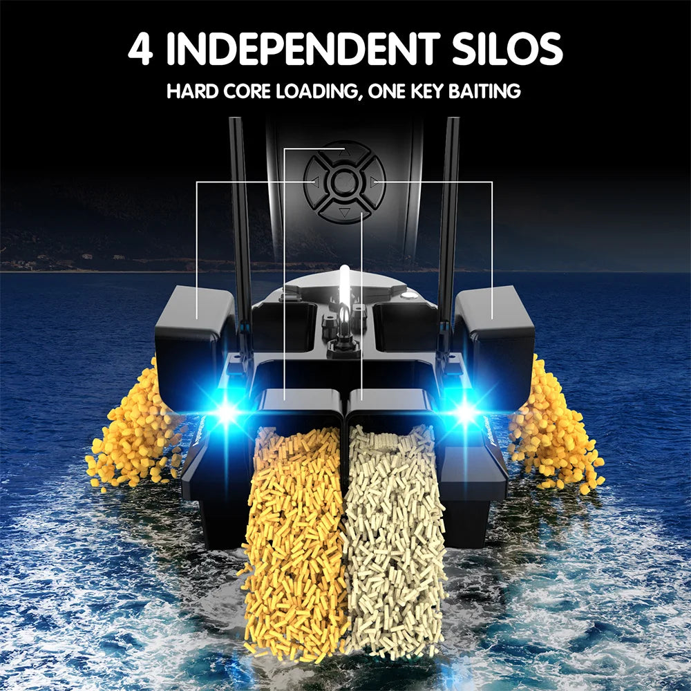 GPS Fishing Bait Boat 12000mAh 4 Hoppers 500M