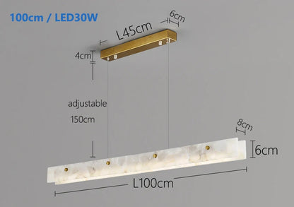 Gold 100 cm Linear LED Pendant Light Tricolor