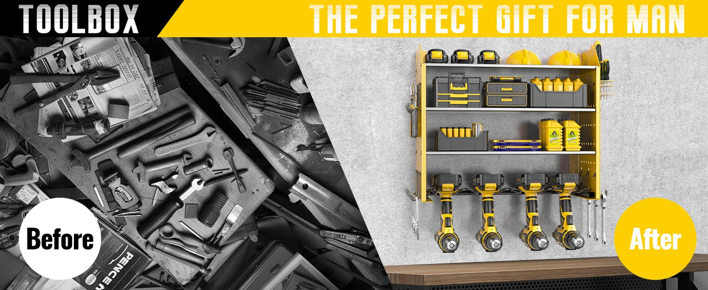 Power Tool Battery Holder Wall Rack Storage System