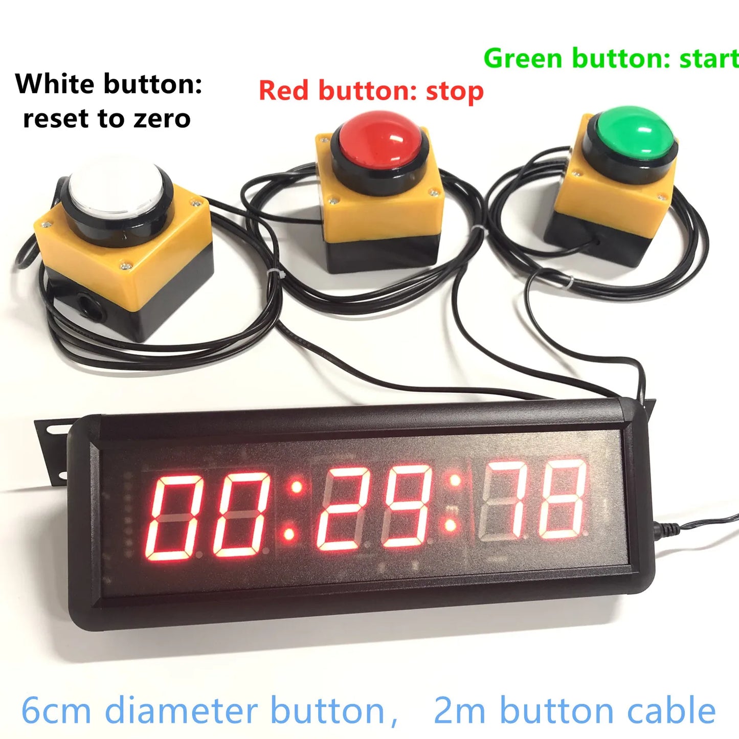 LED Sports Timer with 3 Push Buttons and Remote