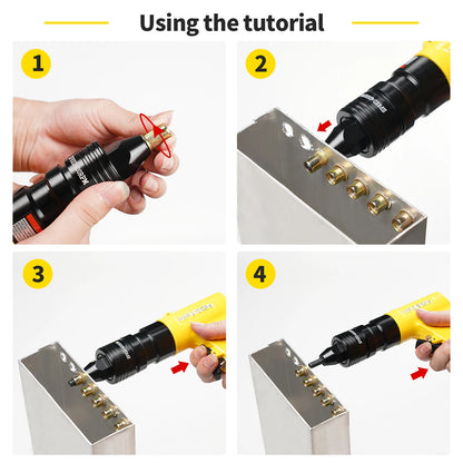 Portable Air Riveting Tool with Threaded Nut Adapter Set