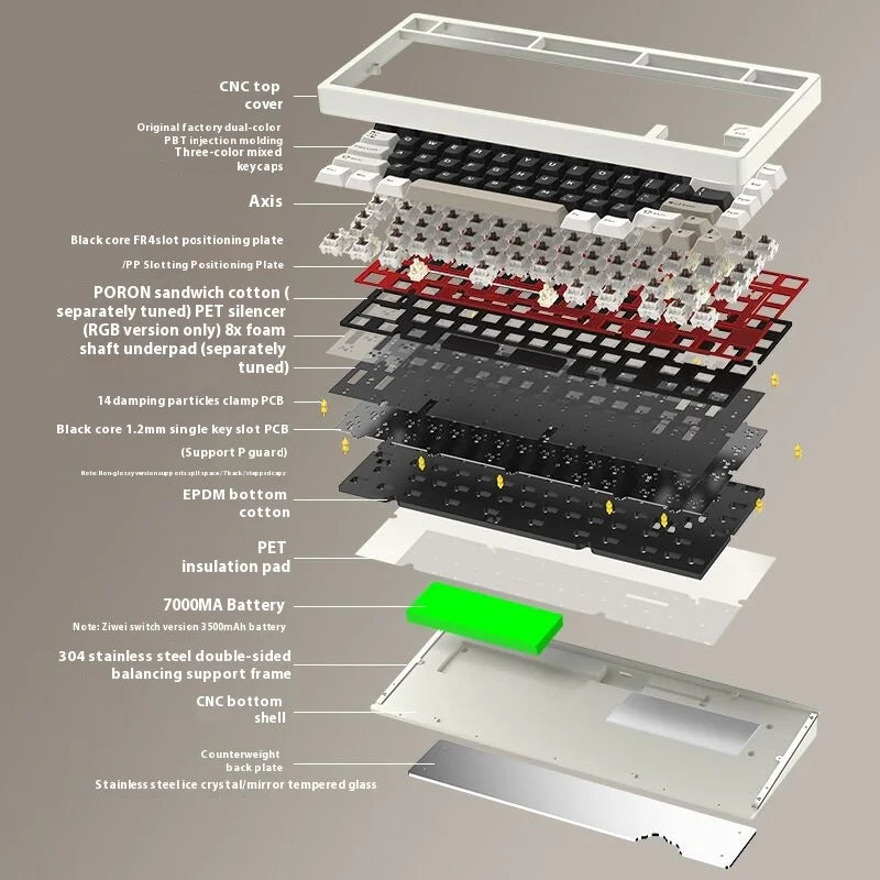 Wireless Mechanical Keyboard Aluminum Frame No RGB