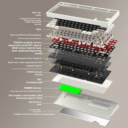 Wireless Mechanical Keyboard Aluminum Frame No RGB
