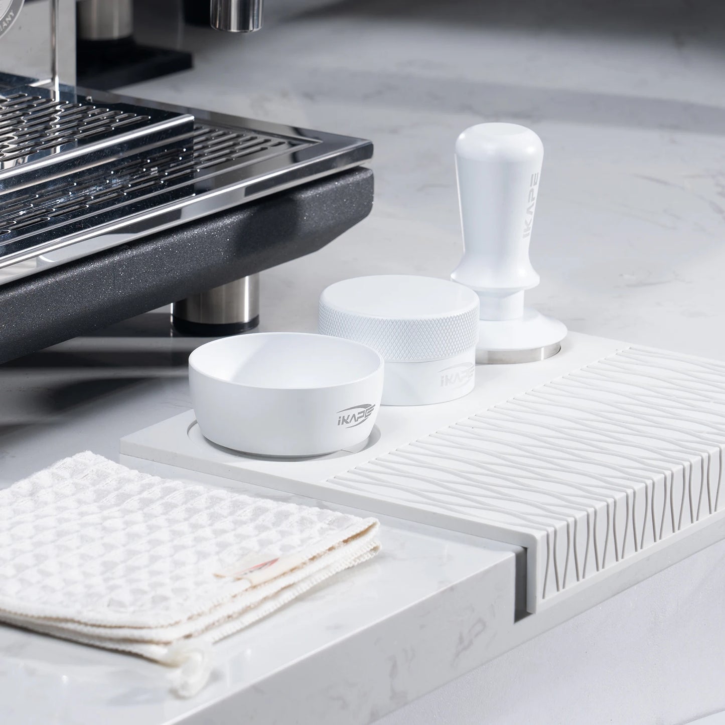 White 53.3mm Espresso Tamper Kit with Six Accessories