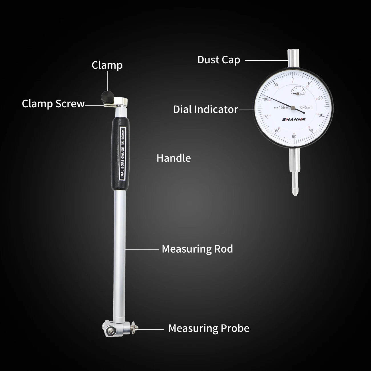 6-10mm Dial Bore Gauge 0.01mm Precision Inside Diameter Tool