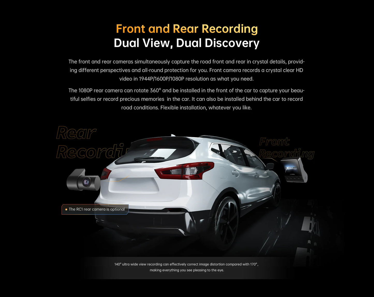 Dual 1944P Dash Cam with GPS Tracking Front & Rear