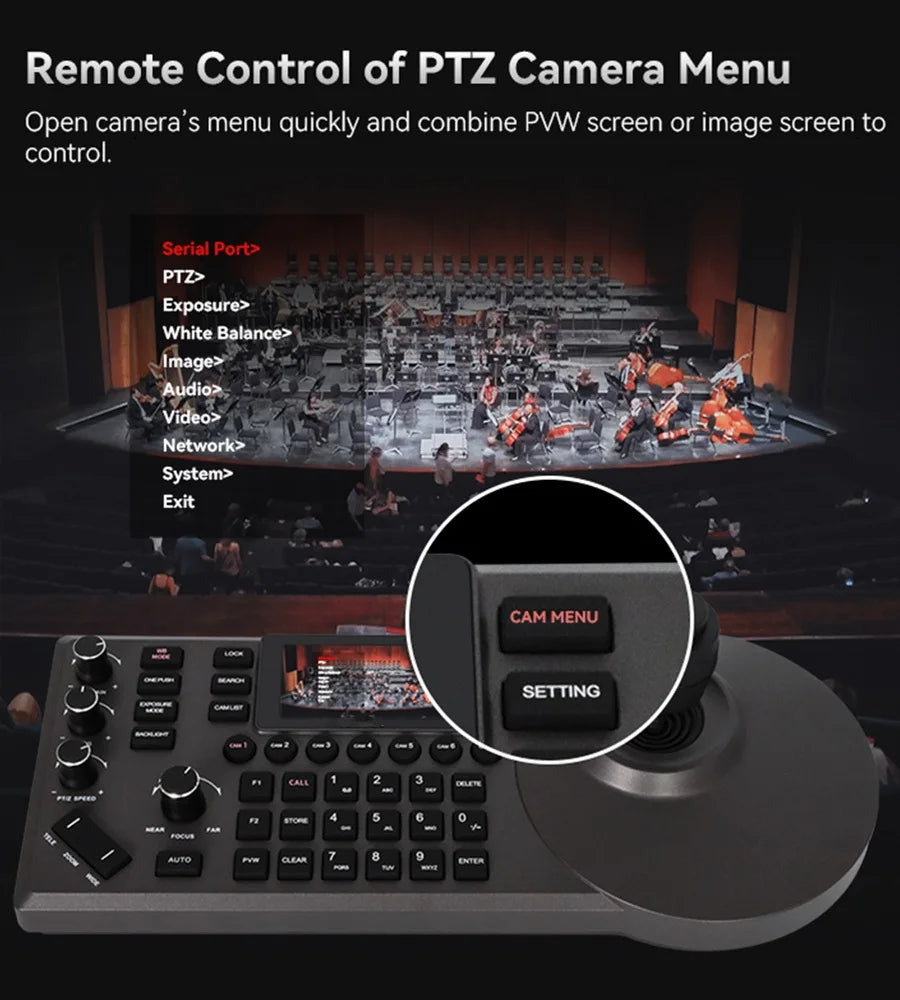 PTZ Camera Joystick Controller 3" LCD POE