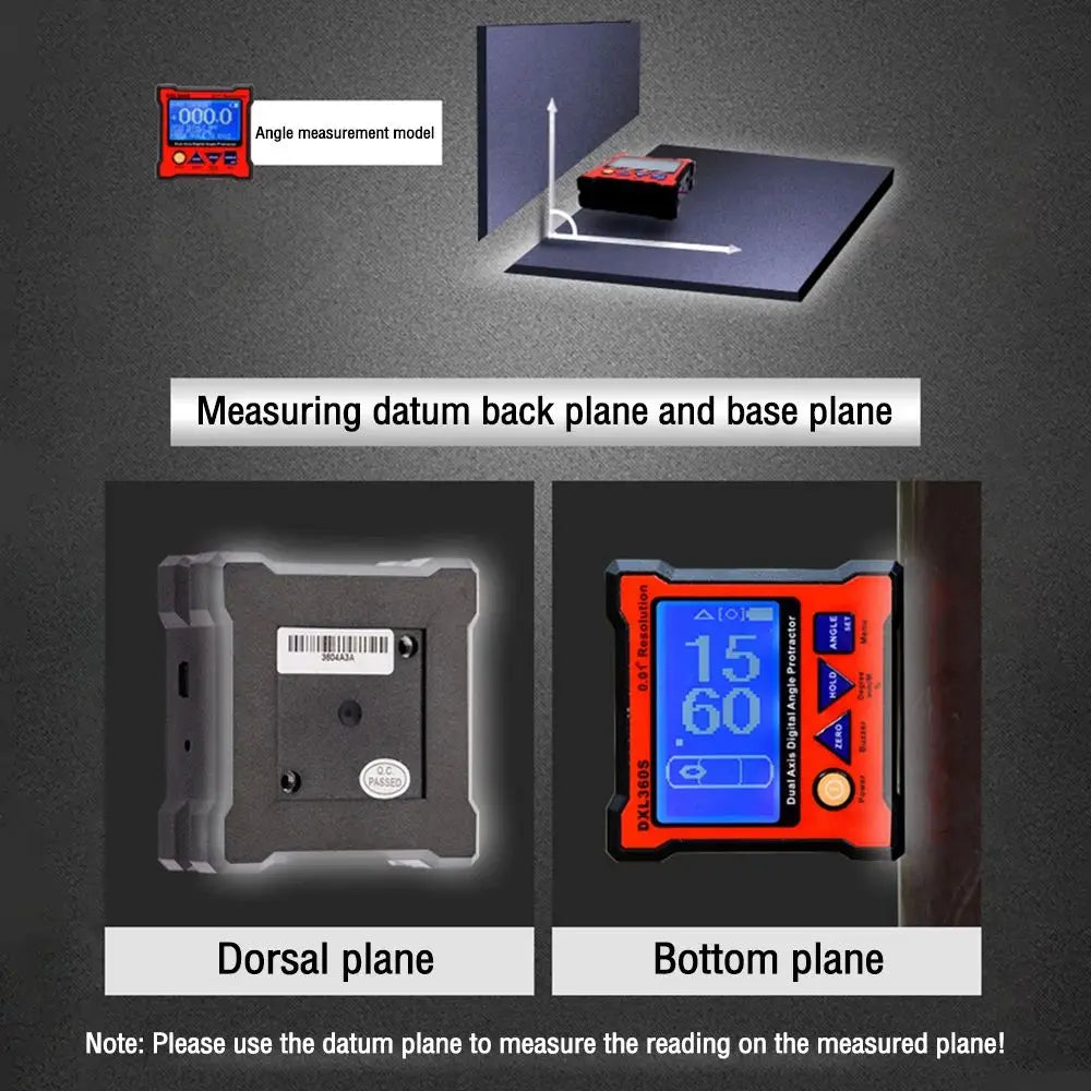 Dual Axis Digital Angle Protractor Magnetic Base Level Gauge