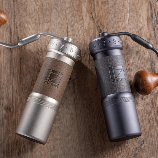 Compact Hand Coffee Grinder Adjustable Burr Silver
