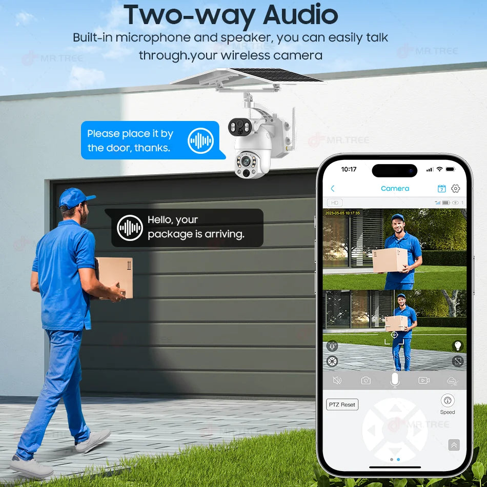10MP Outdoor PTZ Camera 64GB WiFi 4G