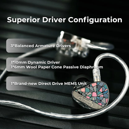 6 Driver Tribrid IEM 4.4mm HiFi Audiophile Earphones