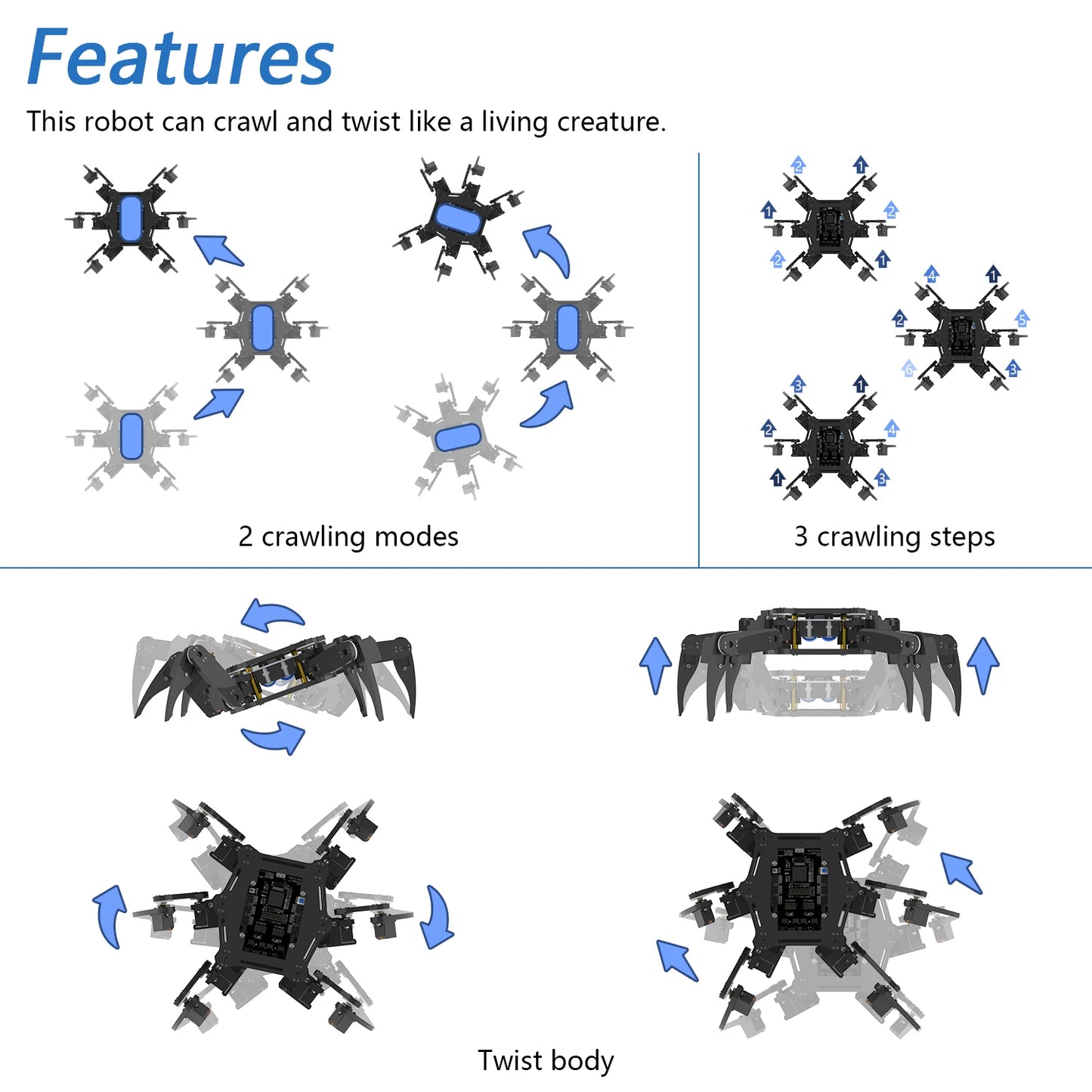 Educational Six-Leg Robot Kit with Servo Motors and Remote