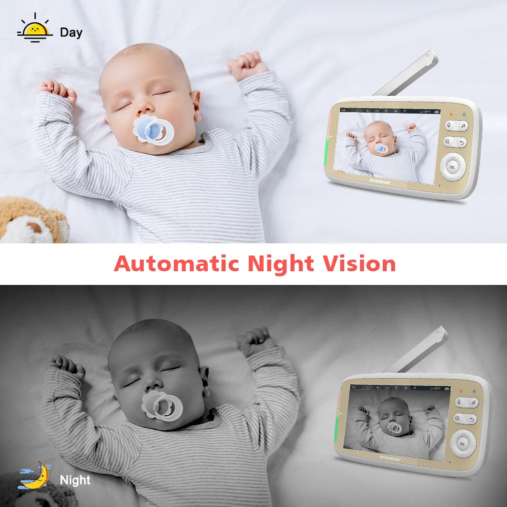 5 Inch Baby Monitor Camera 2-Way Audio 3X Zoom