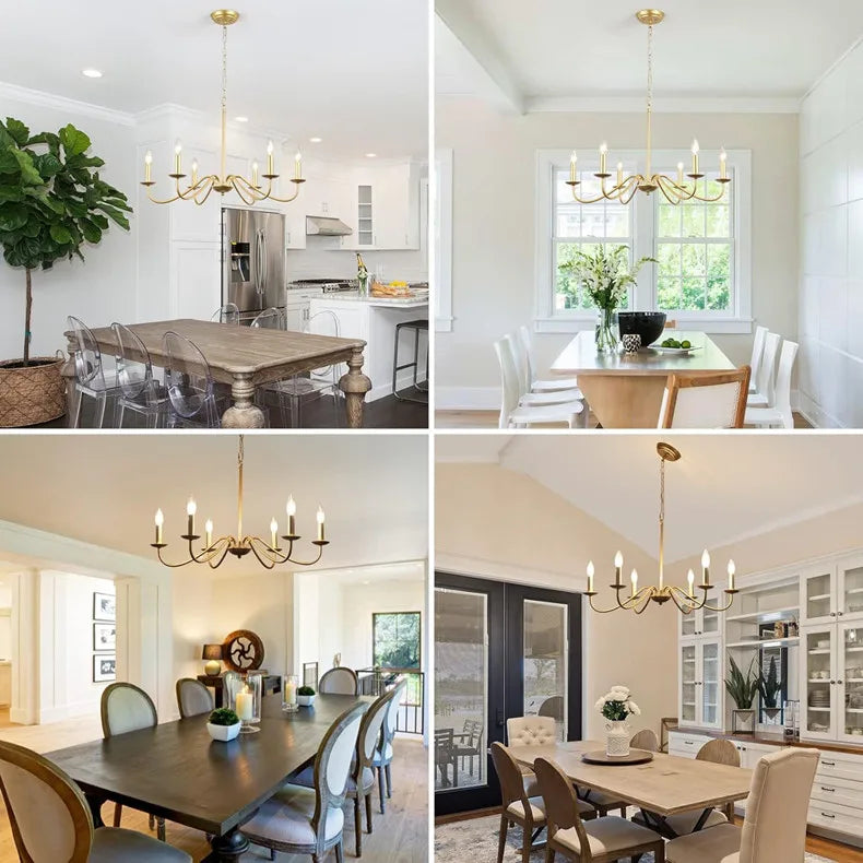 Vintage Style Gold Chandelier 6 Lamps for Dining Room