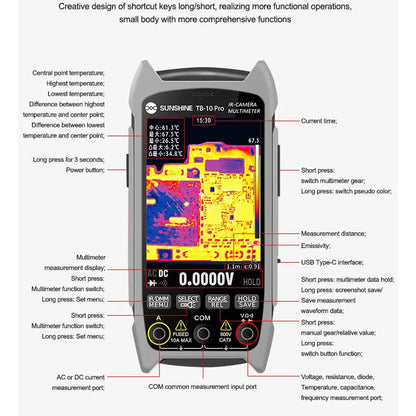 HD 256×192 Infrared Thermal Imaging Multimeter Repair Tool