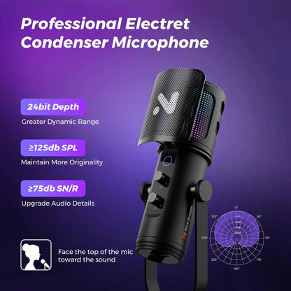 Streaming Microphone with Boom Arm for PC and PS5