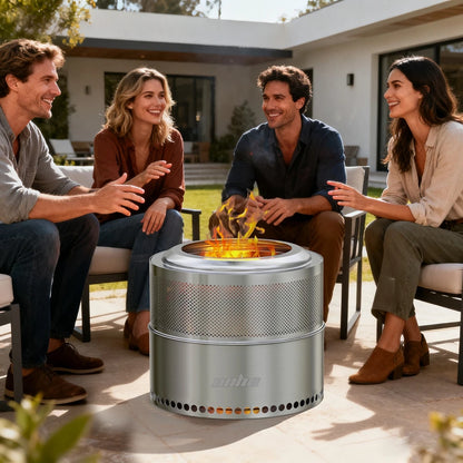 19-Inch Smokeless Stainless Steel Fire Pit Portable Outdoor Wood Burner