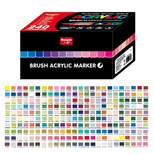 Color Acrylic Paint Marker Set Brush Tip DIY Art Kit