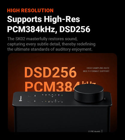 Portable USB Audio Amplifier with DAC and Headphone Amp Orange