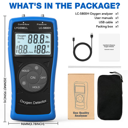 Portable Ultrasonic Oxygen Meter O2 Flow & Pressure