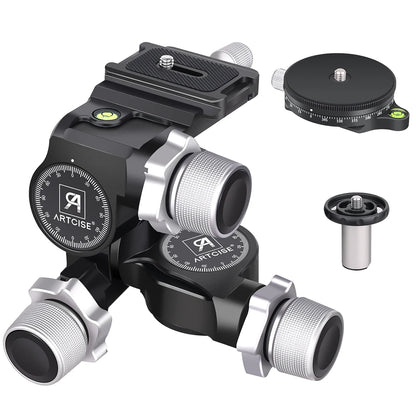 Professional 3-Way Tripod Head Kit for DSLR Cameras