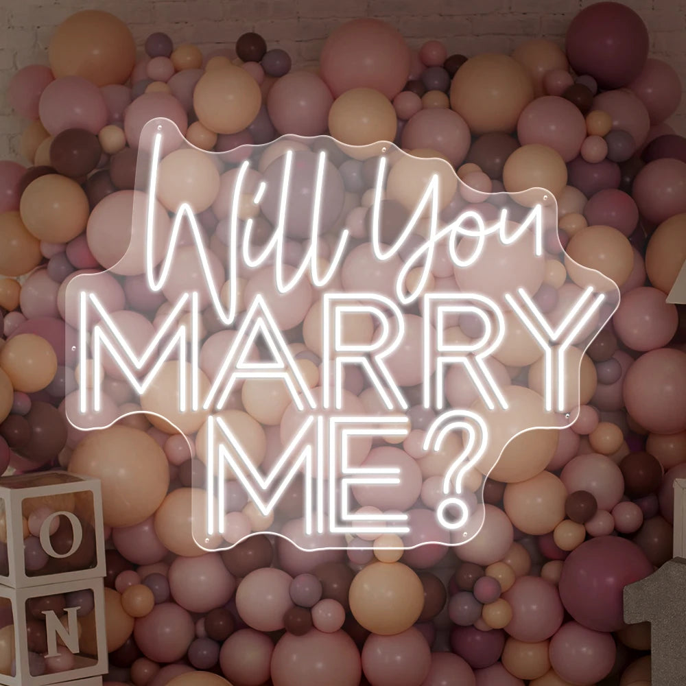 60x48cm White Neon Will You Marry Me Wall Decoration