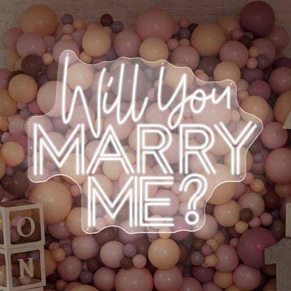 60x48cm White Neon Will You Marry Me Wall Decoration