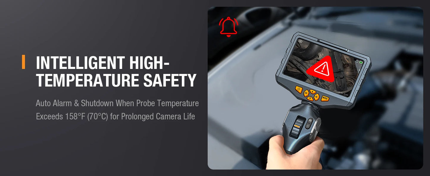 3.9mm Articulating Borescope Camera 1080p 5" IPS Screen
