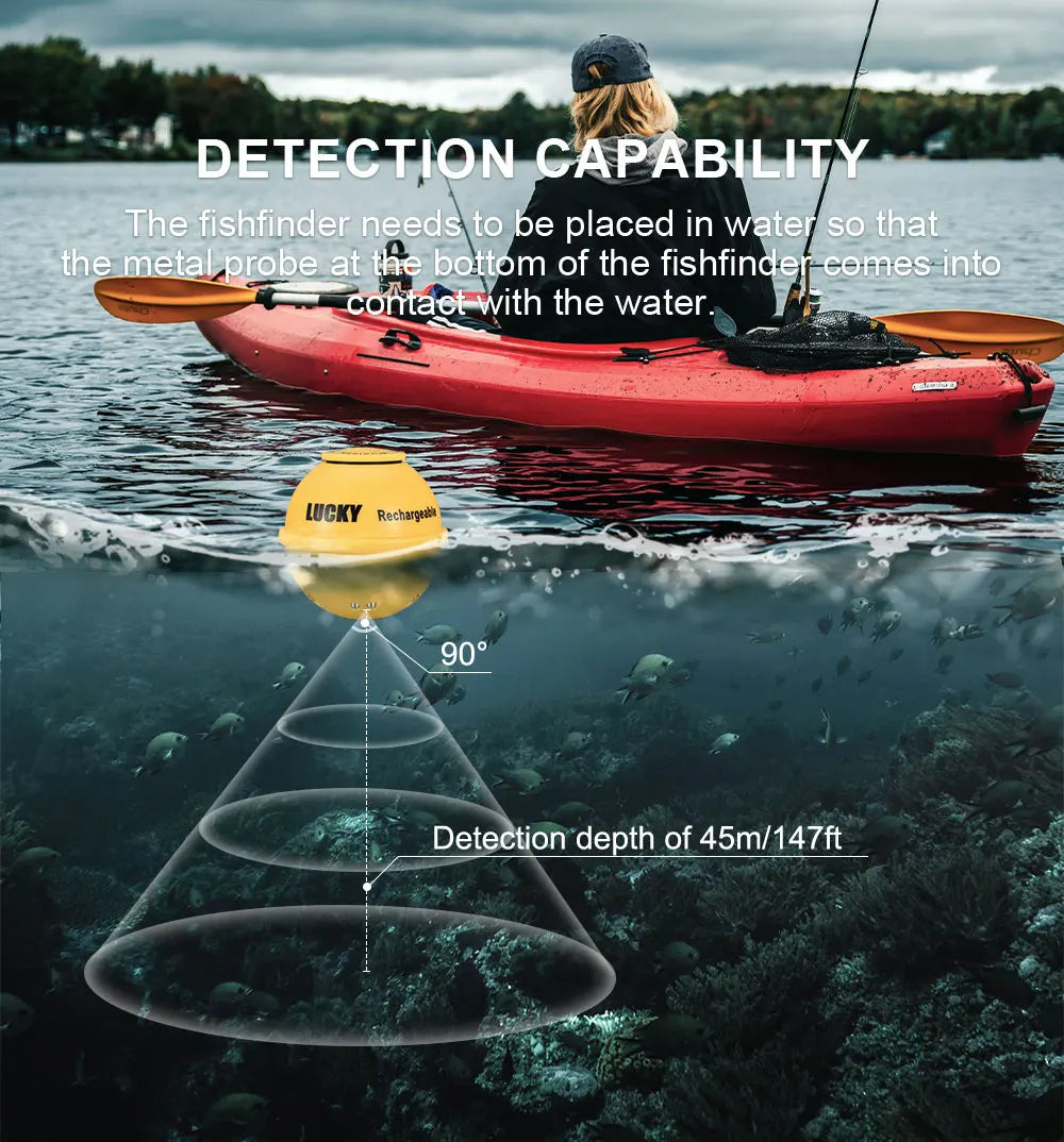 Wireless Portable Fish Finder with 45m Depth Capability