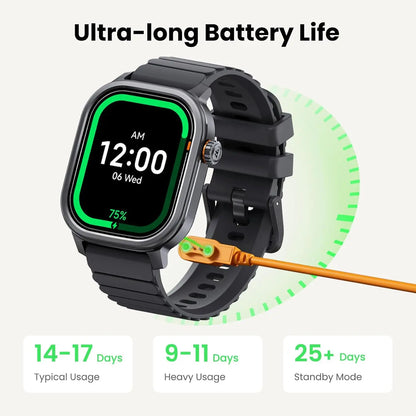 Waterproof Bluetooth Smartwatch with Fitness Monitoring Black
