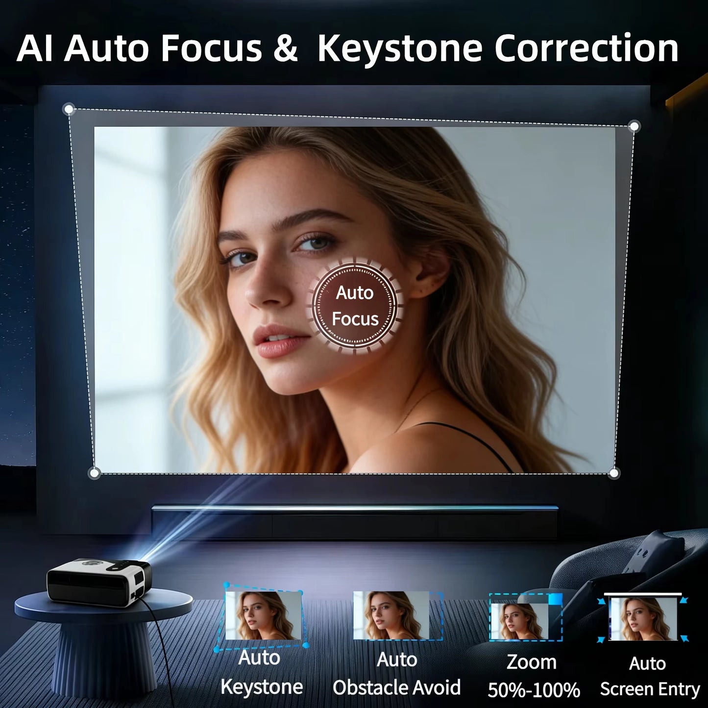 4K UHD Home Theater Projector 2+64GB Dual WiFi