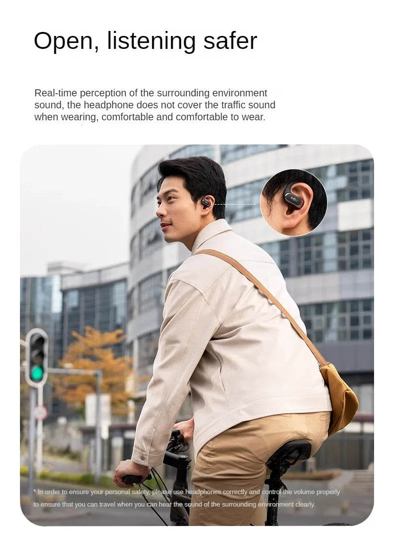 Wireless Blue Open-Ear Headphones for Running & Gym