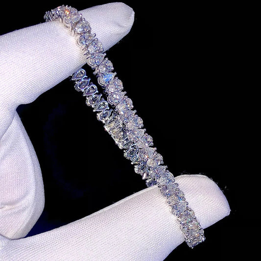 Pear Cut Moissanite Tennis Bracelet 16cm S925 Silver