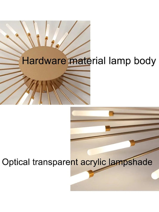 Nordic Minimalist LED Ceiling Lamp 20 Lights Matte Gold