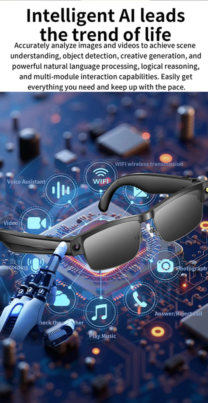 AI Camera Glasses with Bluetooth Translation Function