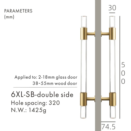 Brass Door Handle Matt Gold Pull Handle Double Door P1-SB-6XL