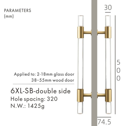 Matt Gold Brass Door Handle Double Door Pull Handle P2-SB-6XL