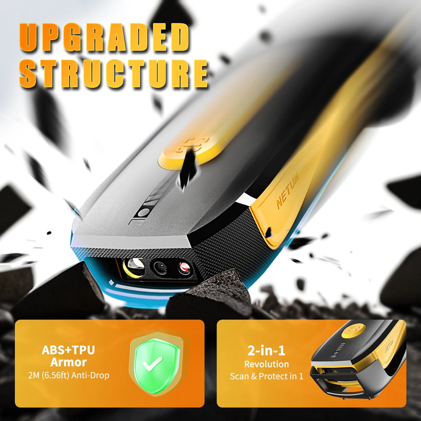 Portable Wireless Bluetooth 2D Barcode Scanner 2400mAh