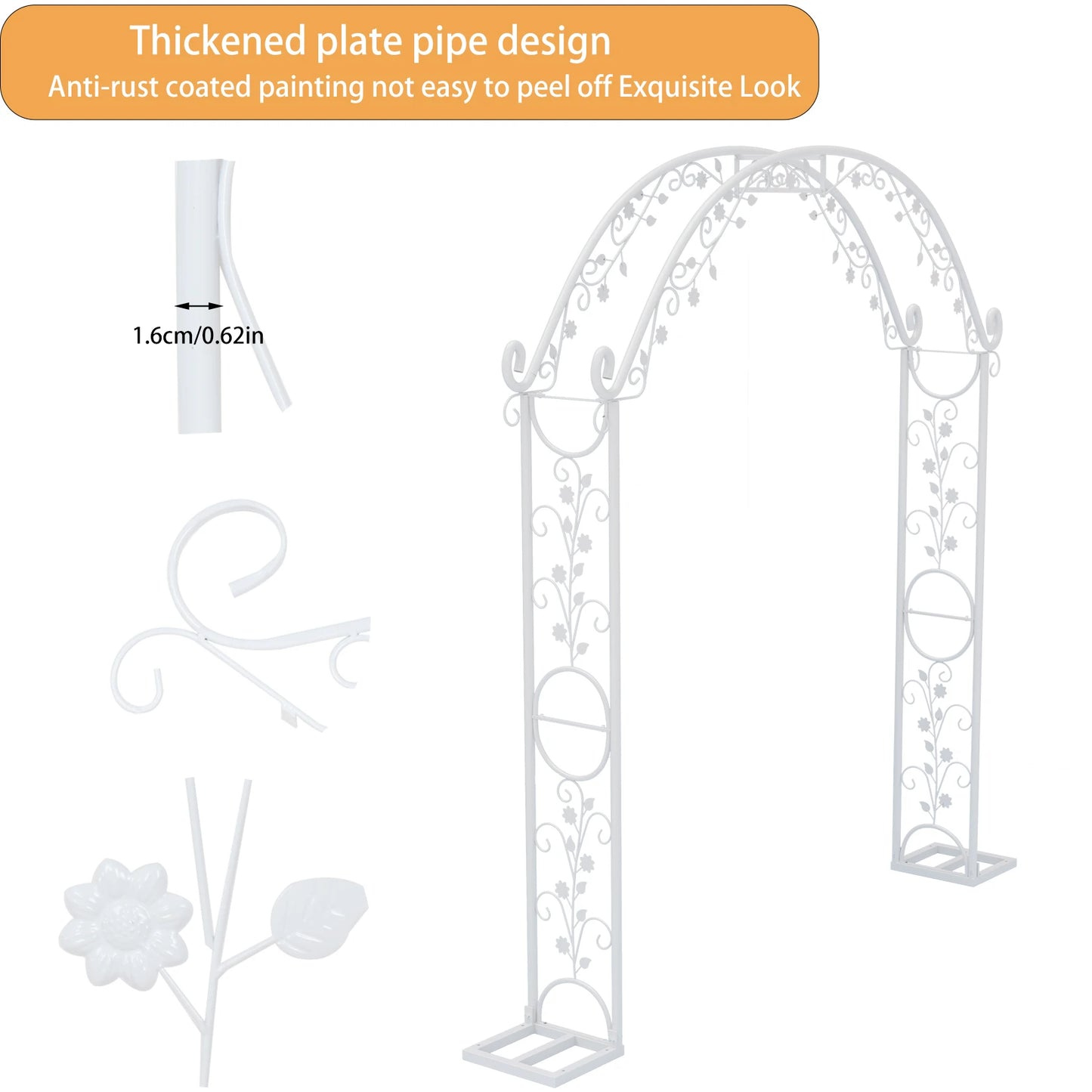 Large White Wedding Arch Backdrop Metal Pergola Stand