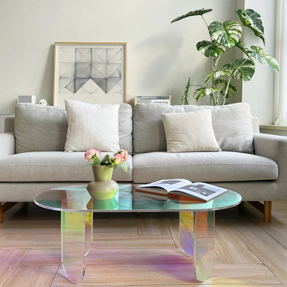 Iridescent Acrylic Coffee Table 95cm Modern Side Table